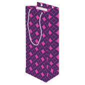 Roze en paarse schilfers wijn cadeautas (Achterkant Gekanteld)
