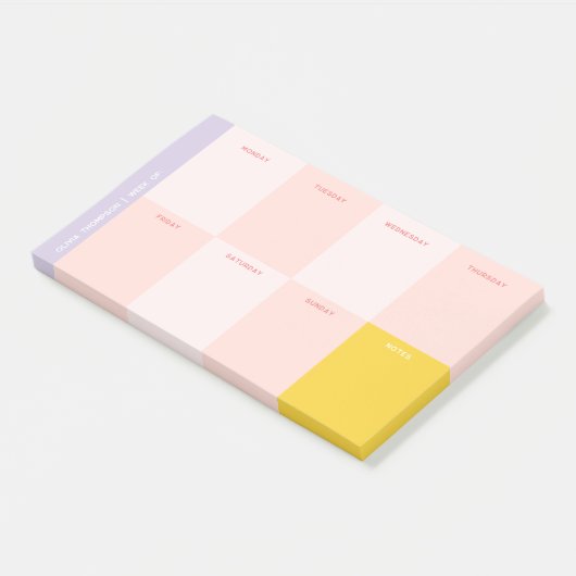 Roze en Paarse School Weekly Planner Post-it® Notes (Schuin)