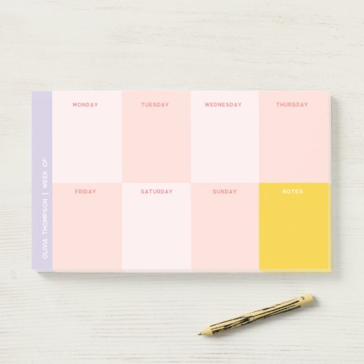 Roze en Paarse School Weekly Planner Post-it® Notes (Op bureau)