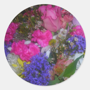 roze en paarse schoonheid ronde sticker