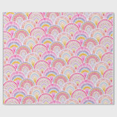 Roze en Paarse Seigaiha Wave Oriental Pattern Cadeaupapier (Vlak)