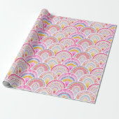 Roze en Paarse Seigaiha Wave Oriental Pattern Cadeaupapier (Uitgerold)