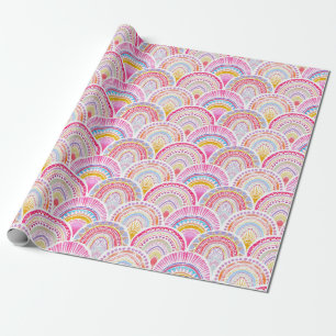 Roze en Paarse Seigaiha Wave Oriental Pattern Cadeaupapier