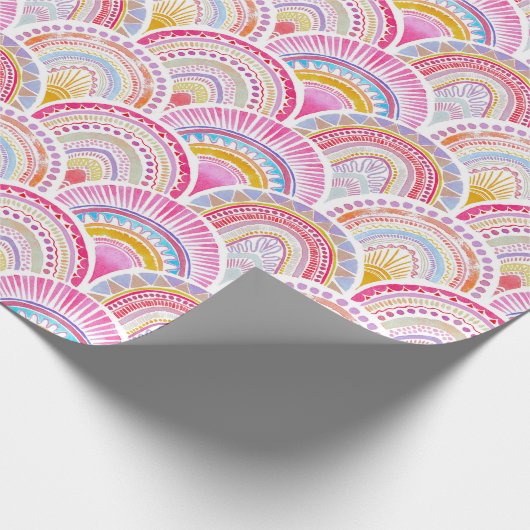 Roze en Paarse Seigaiha Wave Oriental Pattern Cadeaupapier (Hoek)