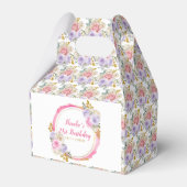 Roze en Paarse sierlijke bloemen verjaardag Bedankdoosjes (Voorkant Zijde)