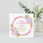 Roze en Paarse sierlijke bloemen verjaardag Kaart (Staand voorkant)