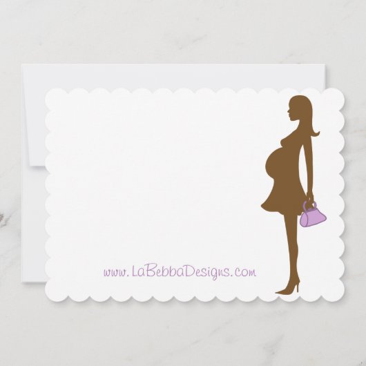 Roze en Paarse Silhouette Baby shower Kaart (Achterkant)