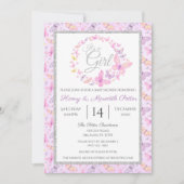 Roze en Paarse Silver Butterfly Baby shower Kaart (Voorkant)