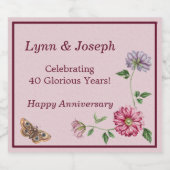 Roze en Paarse sinaasappel Sparkling Wijnetiket (Enkel label)