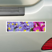 Roze en paarse sleutelbloemen bumpersticker (Op auto)