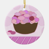 Roze en Paarse smartie Cupcake Keramisch Ornament (Voorkant)
