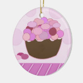 Roze en Paarse smartie Cupcake Keramisch Ornament (Links)