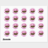 Roze en Paarse smartie Cupcake Ronde Sticker (Vel)