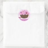 Roze en Paarse smartie Cupcake Ronde Sticker (Tas)