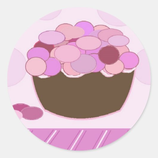 Roze en Paarse smartie Cupcake Ronde Sticker (Voorkant)
