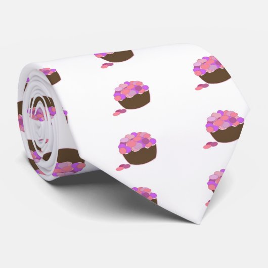 Roze en Paarse smartie Cupcakes Stropdas (Opgerold)