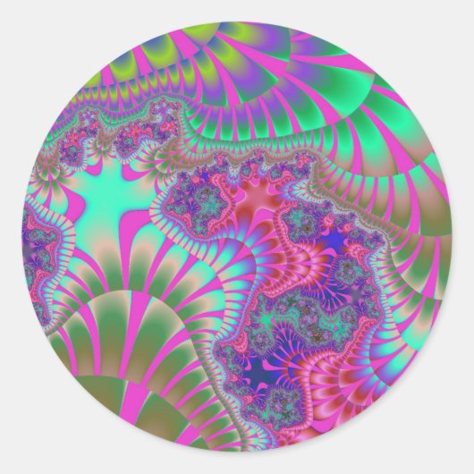 Roze en Paarse smelt Ronde Sticker (Voorkant)