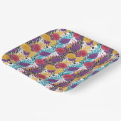 Roze en paarse snijbloemen met ingewikkelde bloemb papieren bordje (Gebogen)