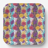 Roze en paarse snijbloemen met ingewikkelde bloemb papieren bordje (Voorkant)