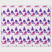 Roze en Paarse Snowman-kerstboom - cadeaubonen Cadeaupapier (Vlak)