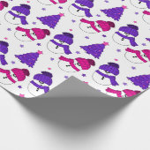 Roze en Paarse Snowman-kerstboom - cadeaubonen Cadeaupapier (Hoek)