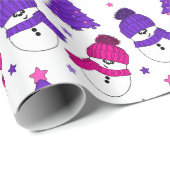 Roze en Paarse Snowman-kerstboom - cadeaubonen Cadeaupapier (Rol Hoek)