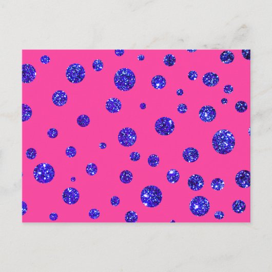 Roze en Paarse Sparkle Polka Dots Fun Briefkaart (Voorkant)