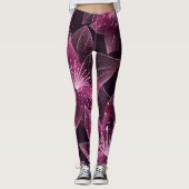 Roze en Paarse Sparkling Flower Leggings (Voorkant)
