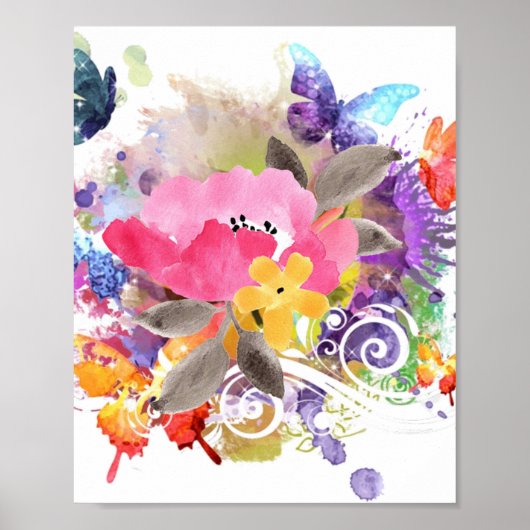 Roze en paarse splash on poster (Voorkant)