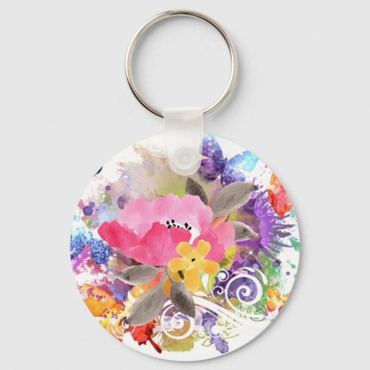 Roze en paarse splash on sleutelhanger (Voorkant)