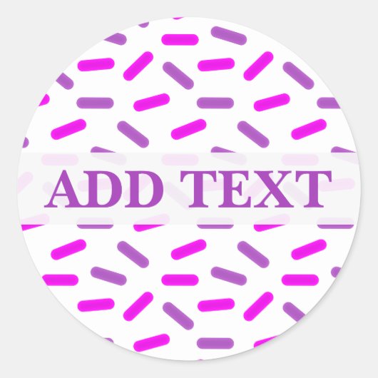Roze en Paarse Sprinkles Patroon Custom Ronde Sticker (Voorkant)