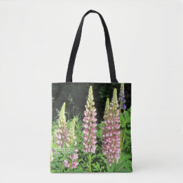 Roze en Paarse standaard Mn Lupine Tote Bag