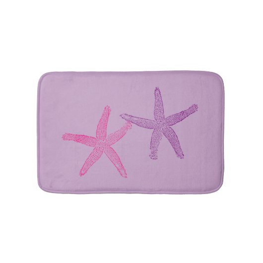 Roze en Paarse Starfish Lila Badmat (Voorkant)