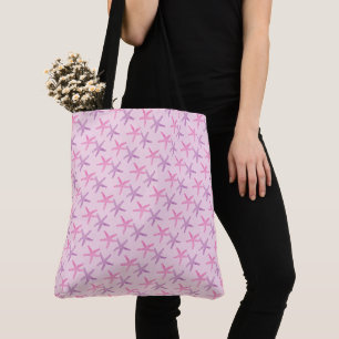 Roze en Paarse Starfish Tote Bag