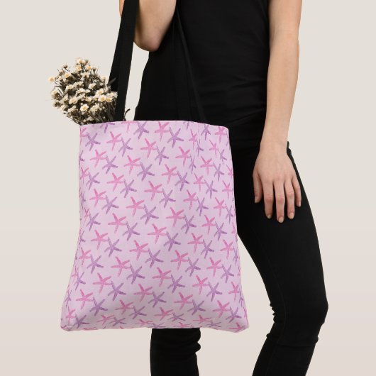 Roze en Paarse Starfish Tote Bag (Dichtbij)