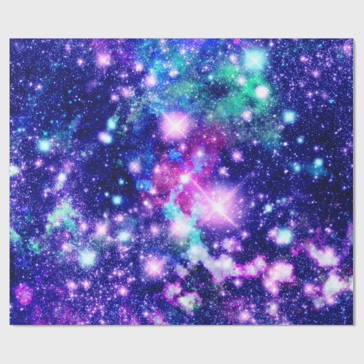 Roze en Paarse sterren Cadeaupapier (Vlak)