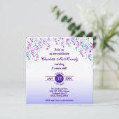 Roze en Paarse sterren en streamers verjaardag Kaart (Staand voorkant)