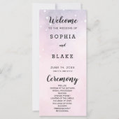 Roze en Paarse sterren hemelse bruiloft programma (Voorkant)