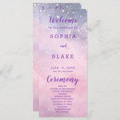 Roze en Paarse sterren hemelse bruiloft programma (Voorkant / Achterkant)