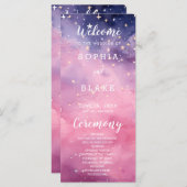 Roze en Paarse sterren hemelse bruiloft programma (Voorkant / Achterkant)