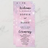 Roze en Paarse sterren hemelse bruiloft programma (Voorkant / Achterkant)