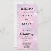 Roze en Paarse sterren hemelse bruiloft programma (Voorkant)