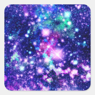 Roze en Paarse sterren Vierkante Sticker