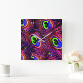 Roze en paarse stijve textuur vierkante klok (Huis)