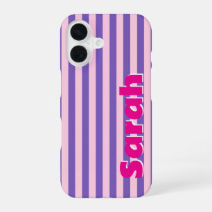Roze en paarse streep meisjes telefoonhoesje iPhone 16 hoesje