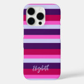 Roze en Paarse streepjespatroon gepersonaliseerd Case-Mate iPhone Case (Achterkant)