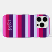 Roze en Paarse streepjespatroon gepersonaliseerd Case-Mate iPhone Case (Achterkant (horizontaal))