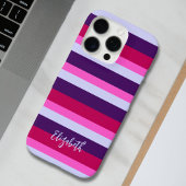 Roze en Paarse streepjespatroon gepersonaliseerd Case-Mate iPhone Case