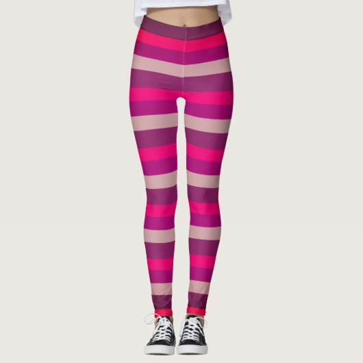Roze en Paarse strepen leggings (Voorkant)