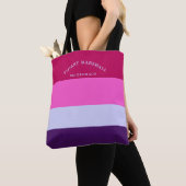 Roze en Paarse strepen Patroon Bridemaid Canvas ta Tote Bag (Dichtbij)
